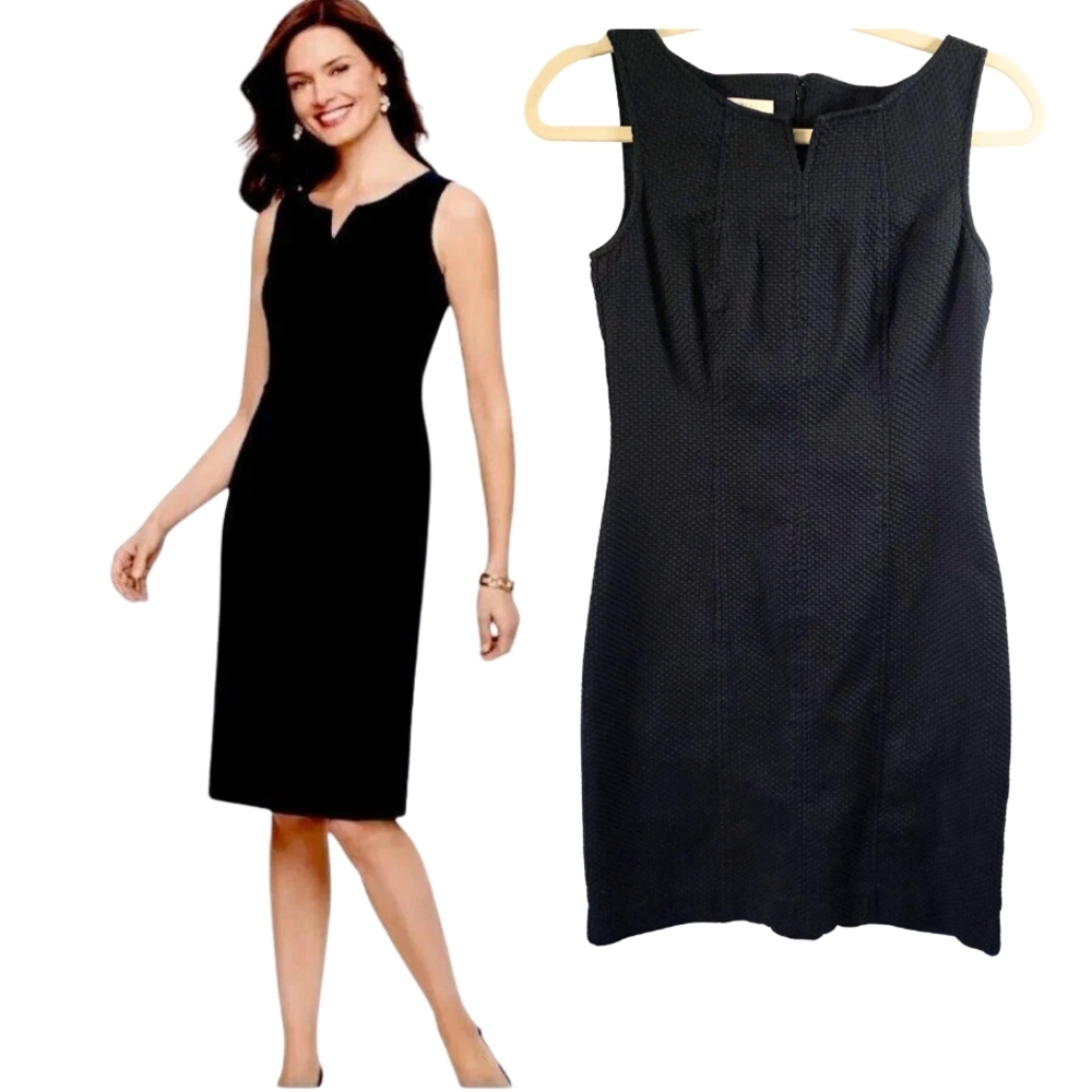 Talbots Dress Sheath Dress Split Neck Sleeveless Size 2p Black